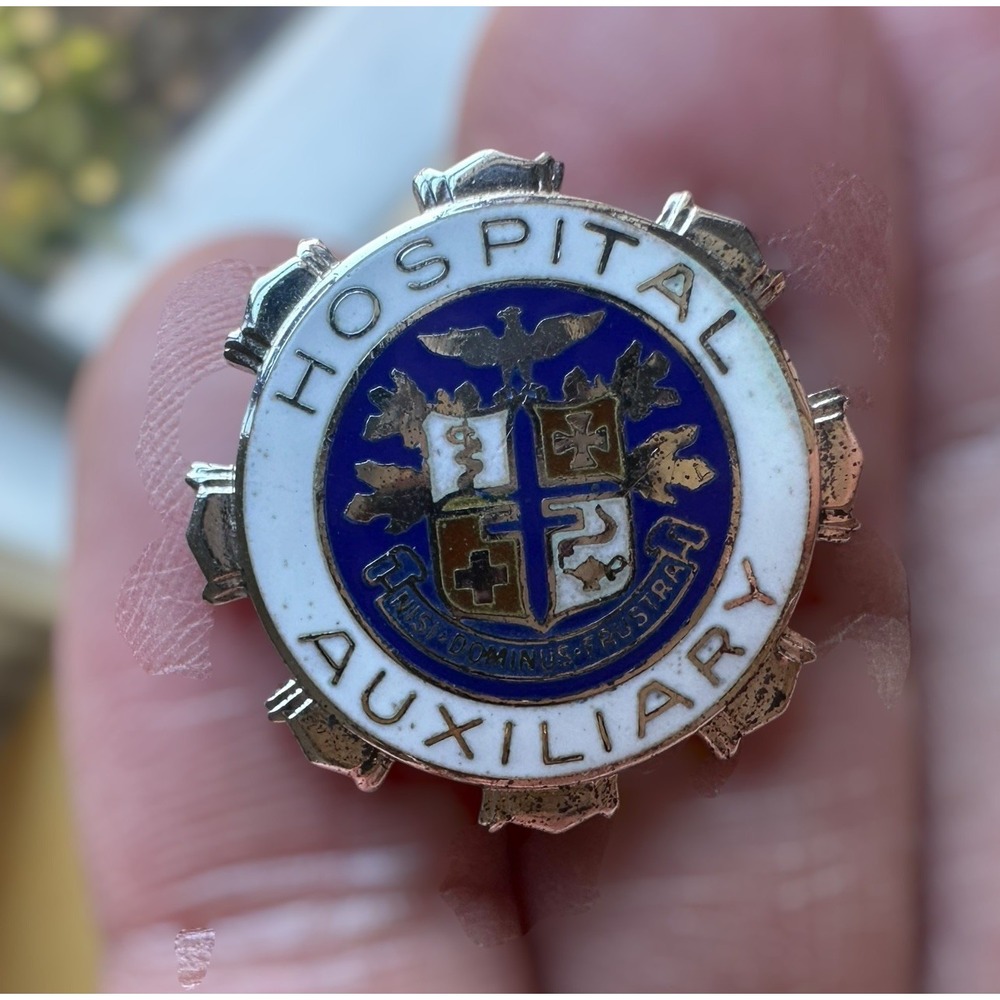 Vintage CTO Signed Hospital Auxiliary Lapel Hat Pin 0.8 Inch 925 Sterling 5.2g